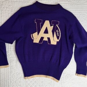 Vtg Colorado Ktg Mill 1960 Wool Sweatshirt Hand Knit Sweater Purple Unisex Small